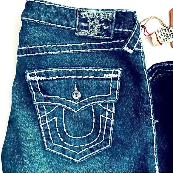 NWT $319 True Religion Billy Super T Dark Pipeline Jeweled Jean - Picture 3 of 8